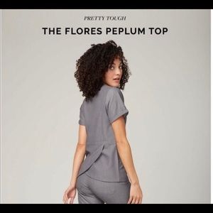 Figs Graphite Peplum Top XS